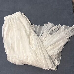 White Sheer Pleated Maxi Skirt